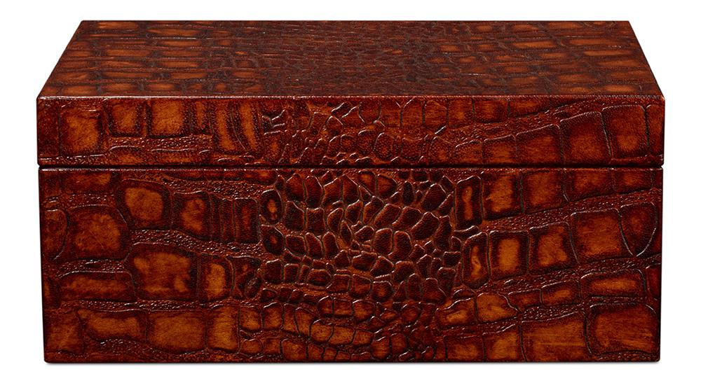 Sarreid Ltd - Candece Leather Box, Tan, S/2 - 54013-4 veiw 2