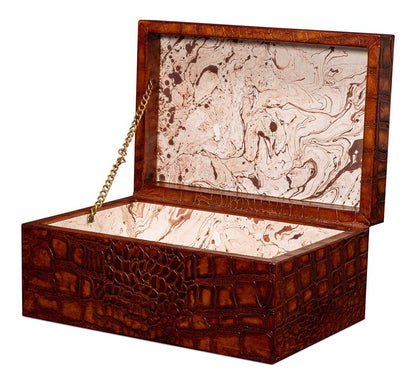 Sarreid Ltd - Candece Leather Box, Tan, S/2 - 54013-4 veiw 3