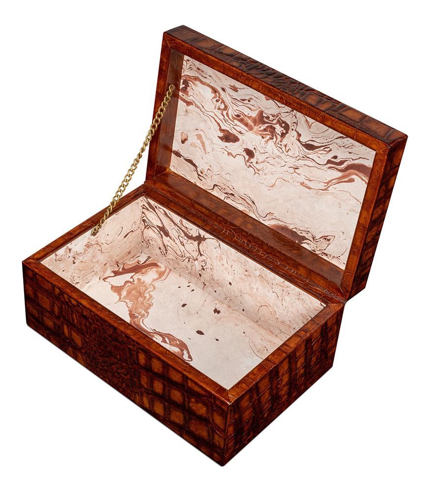 Sarreid Ltd - Candece Leather Box, Tan, S/2 - 54013-4 veiw 4