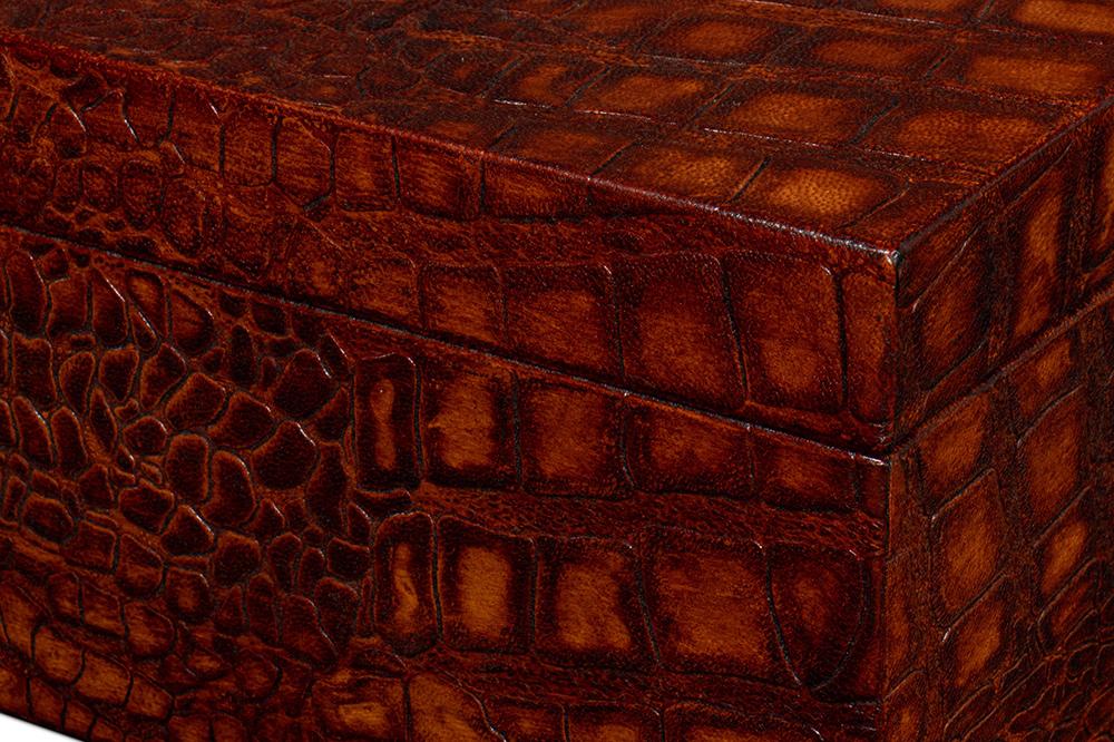 Sarreid Ltd - Candece Leather Box, Tan, S/2 - 54013-4 veiw 6