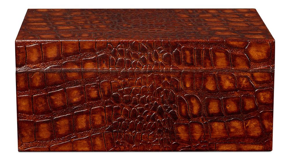 Sarreid Ltd - Candece Leather Box, Tan, S/2 - 54013-4 veiw 7