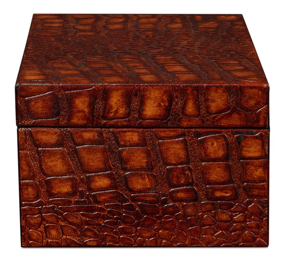 Sarreid Ltd - Candece Leather Box, Tan, S/2 - 54013-4 veiw 8
