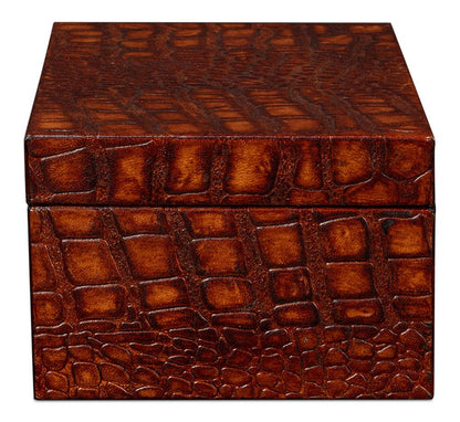 Sarreid Ltd - Candece Leather Box, Tan, S/2 - 54013-4 veiw 8