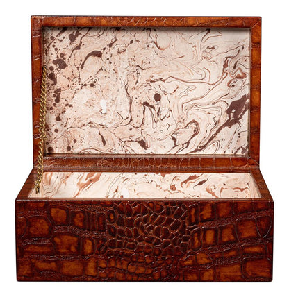 Sarreid Ltd - Candece Leather Box, Tan, S/2 - 54013-4 veiw 12