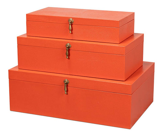 Sarreid Ltd - Cosmos Nesting Boxes,S/3 Orangeade - 54007-6 veiw 1