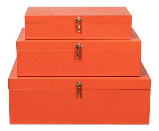 Sarreid Ltd - Cosmos Nesting Boxes,S/3 Orangeade - 54007-6 veiw 2