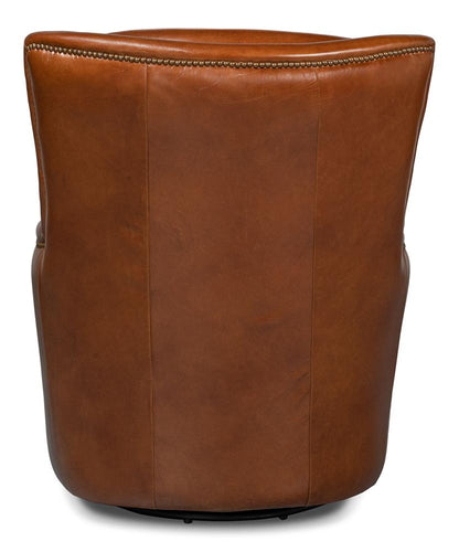 Sarreid Ltd - Baker Leather Swivel Chair,Havana Lthr - 53468 veiw 4