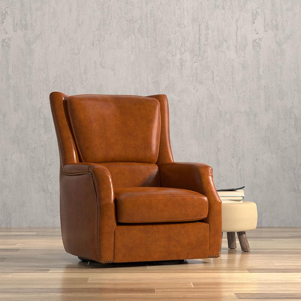 Sarreid Ltd - Baker Leather Swivel Chair,Havana Lthr - 53468 veiw 7
