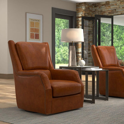 Sarreid Ltd - Baker Leather Swivel Chair,Havana Lthr - 53468 veiw 8