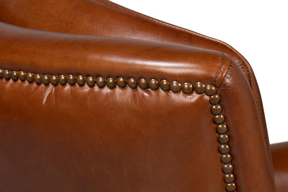 Sarreid Ltd - Baker Leather Swivel Chair,Havana Lthr - 53468 veiw 9