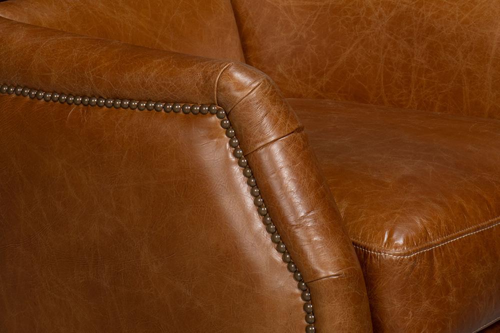 Sarreid Ltd - Baker Leather Swivel Chair, Cuba Brown - 54107 veiw 6
