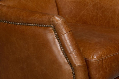 Sarreid Ltd - Baker Leather Swivel Chair, Cuba Brown - 54107 veiw 6