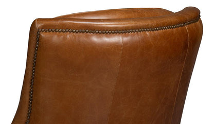 Sarreid Ltd - Baker Leather Swivel Chair, Cuba Brown - 54107 veiw 9