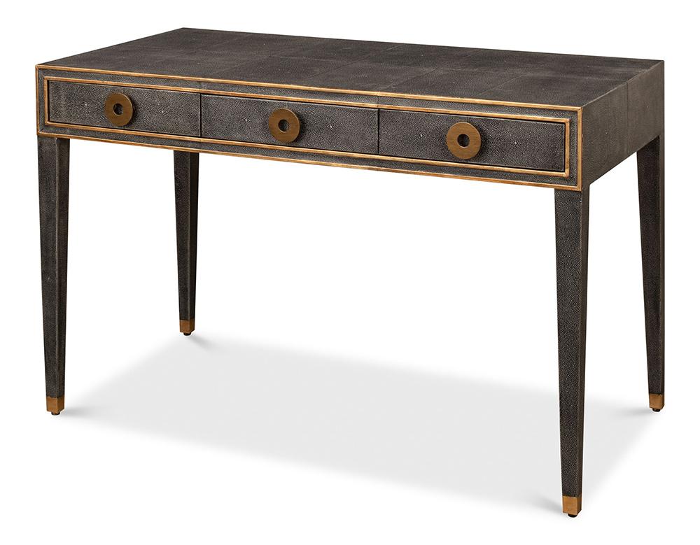 Sarreid Ltd - Gabriella Shagreen Desk/Table,Ant.Grey - 53571-1 veiw 1