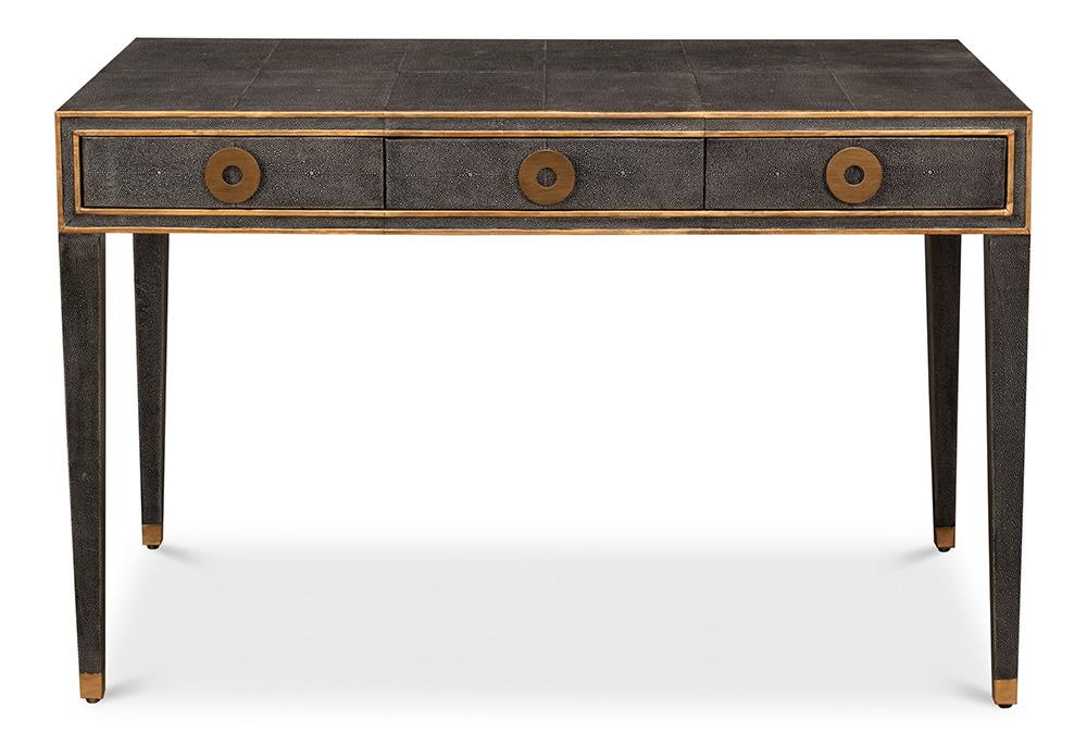 Sarreid Ltd - Gabriella Shagreen Desk/Table,Ant.Grey - 53571-1 veiw 2