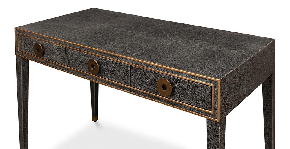 Sarreid Ltd - Gabriella Shagreen Desk/Table,Ant.Grey - 53571-1 veiw 4
