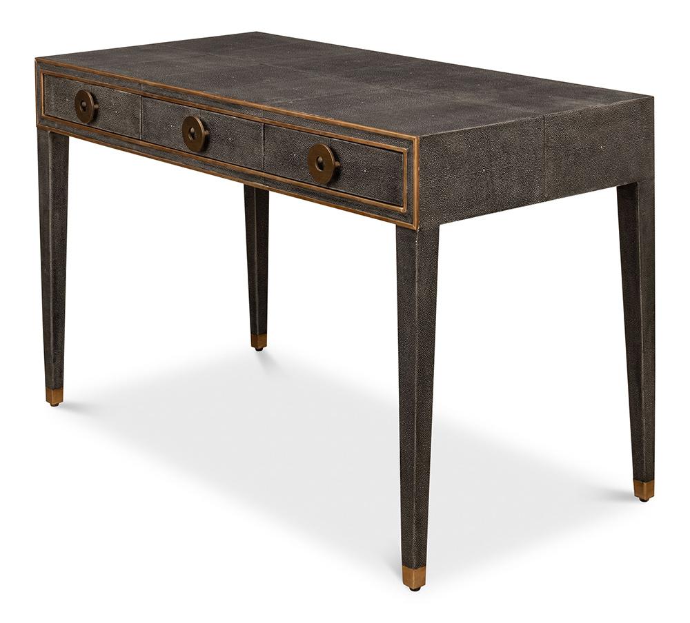 Sarreid Ltd - Gabriella Shagreen Desk/Table,Ant.Grey - 53571-1 veiw 12