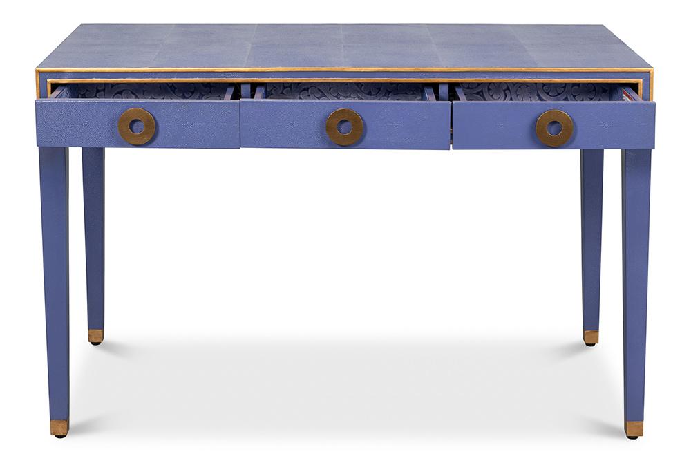 Sarreid Ltd - Gabriella Shagreen Desk/Table,Marlin Blue - 54000-2 veiw 3