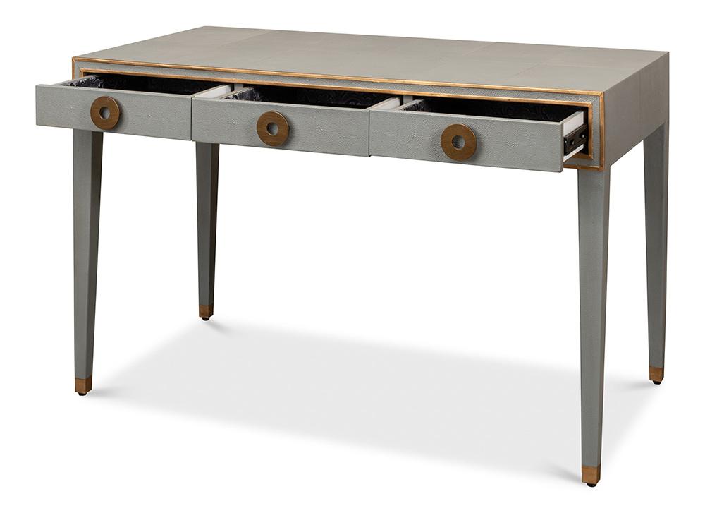 Sarreid Ltd - Gabriella Shagreen Desk/Table,Storm Grey - 53571-2 veiw 3