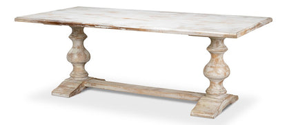 Sarreid Ltd - Lionisio Trestle Table,Disrupted White - R085-16 veiw 1