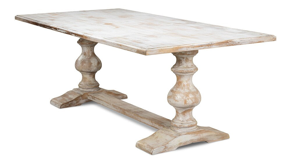 Sarreid Ltd - Lionisio Trestle Table,Disrupted White - R085-16 veiw 3