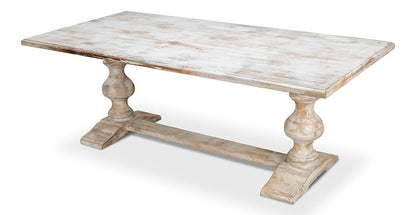 Sarreid Ltd - Lionisio Trestle Table,Disrupted White - R085-16 veiw 4