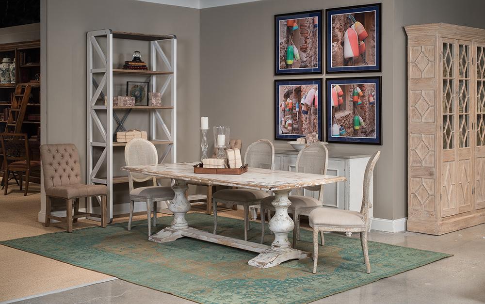 Sarreid Ltd - Lionisio Trestle Table,Disrupted White - R085-16 veiw 8