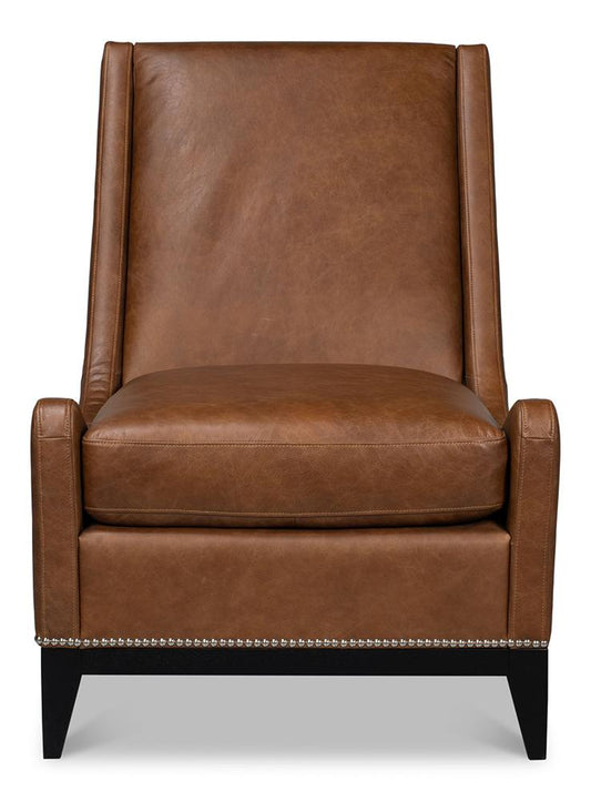 Sarreid Ltd - Brandy Accent Chair In Distilled Leather - Brown - 53894 veiw 2