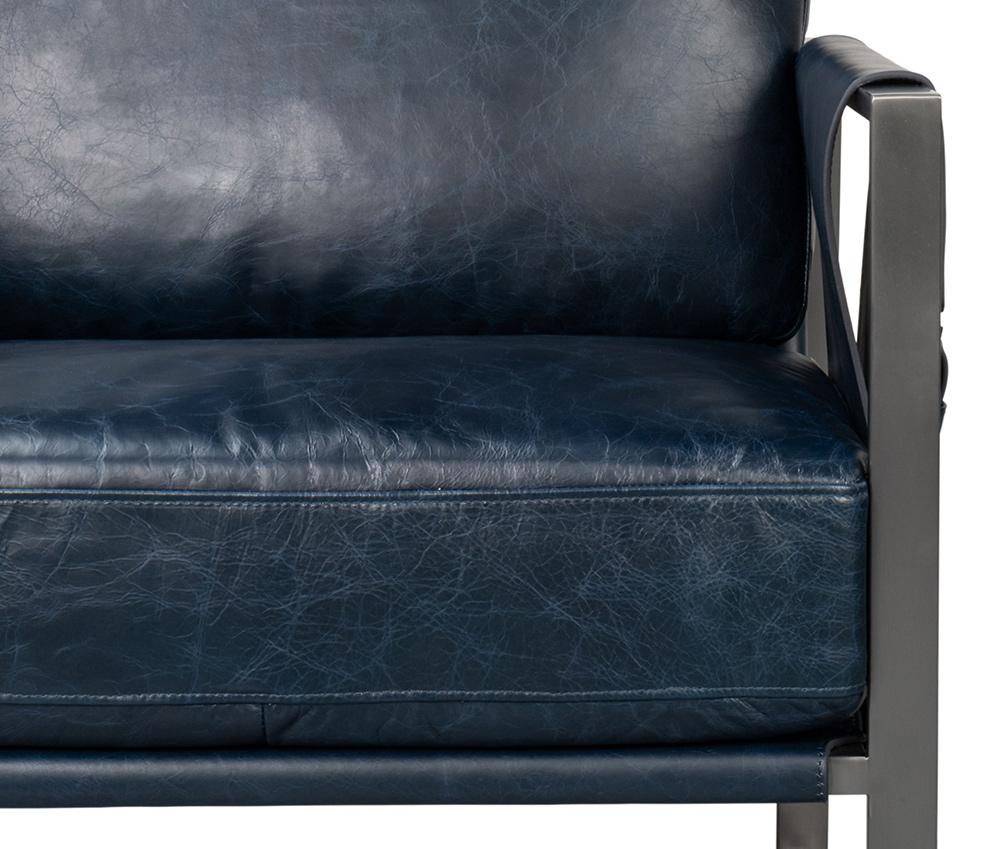 Sarreid Ltd - Edmonds Distilled Leather Chair,Blue - 54191 veiw 6