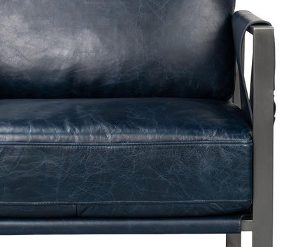 Sarreid Ltd - Edmonds Distilled Leather Chair,Blue - 54191 veiw 6