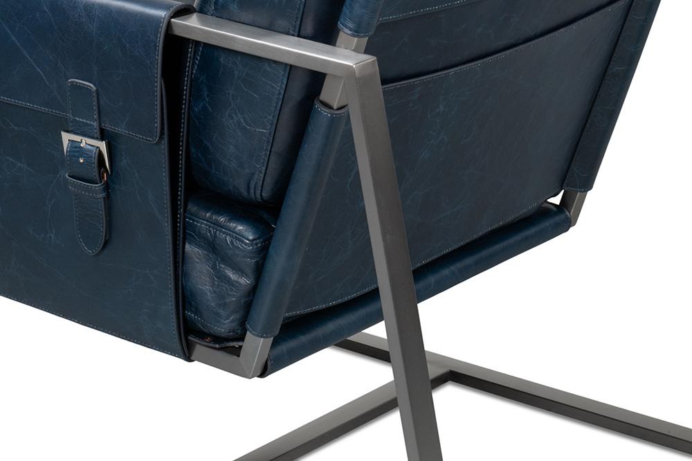 Sarreid Ltd - Edmonds Distilled Leather Chair,Blue - 54191 veiw 8