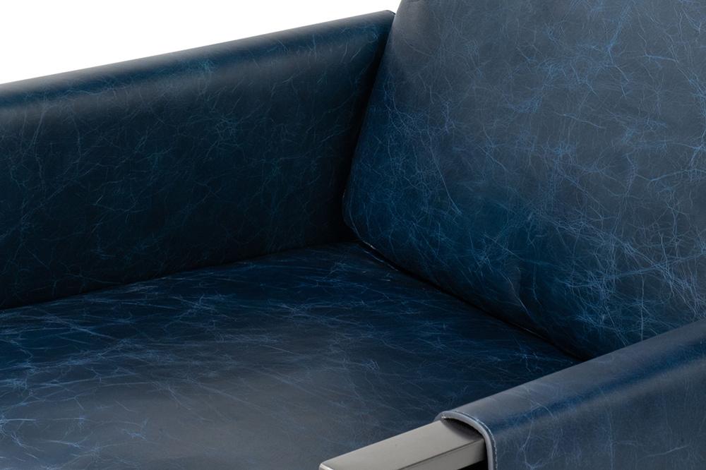 Sarreid Ltd - Edmonds Distilled Leather Chair,Blue - 54191 veiw 11