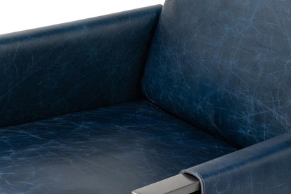 Sarreid Ltd - Edmonds Distilled Leather Chair,Blue - 54191 veiw 11