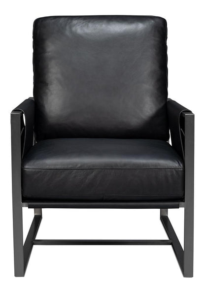 Sarreid Ltd - Edmonds Distilled Leather Chair,Onyx Black - 54062 veiw 2