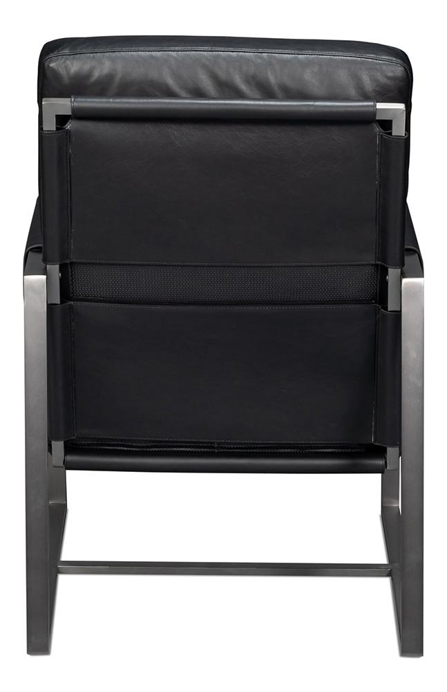 Sarreid Ltd - Edmonds Distilled Leather Chair,Onyx Black - 54062 veiw 4