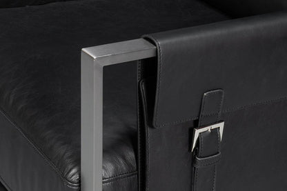 Sarreid Ltd - Edmonds Distilled Leather Chair,Onyx Black - 54062 veiw 6