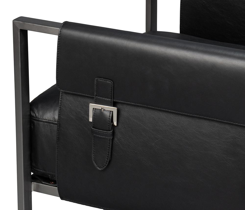 Sarreid Ltd - Edmonds Distilled Leather Chair,Onyx Black - 54062 veiw 9