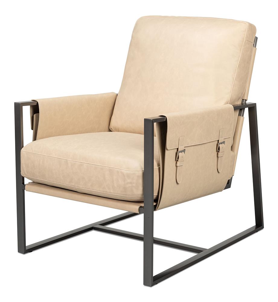 Sarreid Ltd - Edmonds Distilled Leather Chair,White - 54192 veiw 1