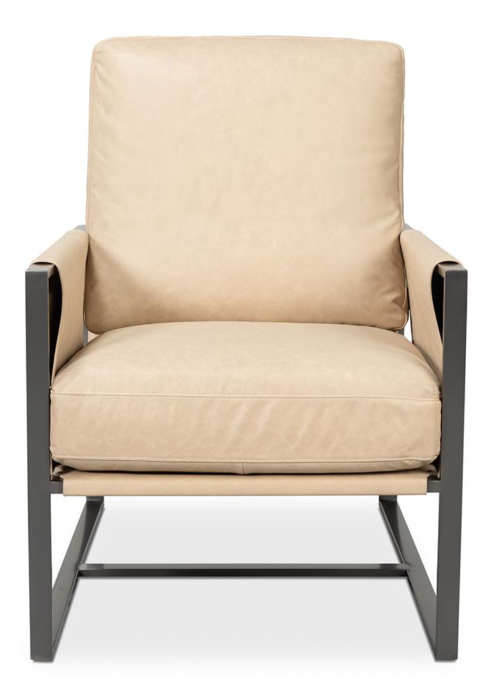 Sarreid Ltd - Edmonds Distilled Leather Chair,White - 54192 veiw 2