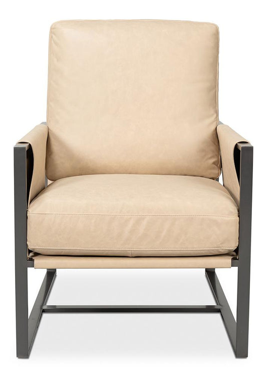 Sarreid Ltd - Edmonds Distilled Leather Chair,White - 54192 veiw 2