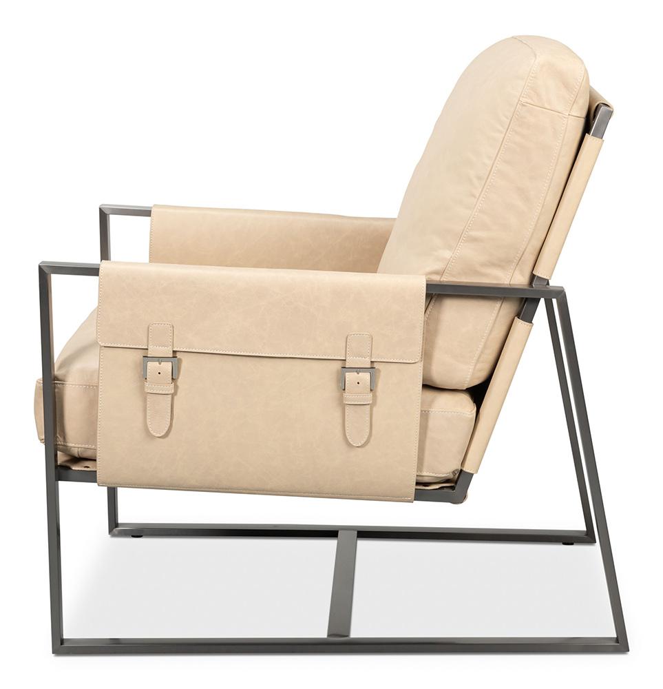 Sarreid Ltd - Edmonds Distilled Leather Chair,White - 54192 veiw 3