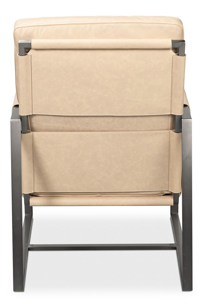 Sarreid Ltd - Edmonds Distilled Leather Chair,White - 54192 veiw 4