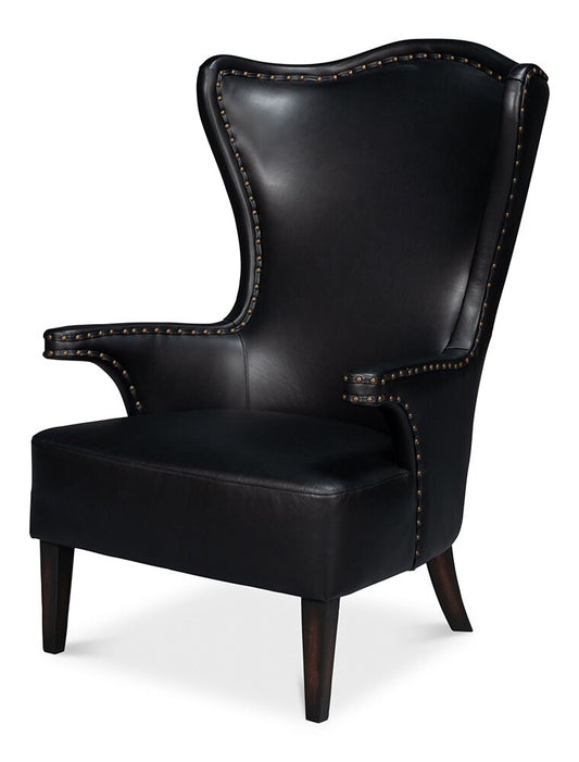 Sarreid Ltd - Drake Distilled Leather Chair, Black - 54100 veiw 1