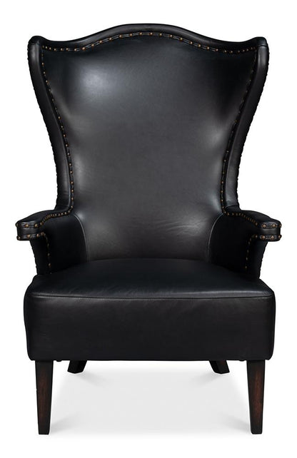 Sarreid Ltd - Drake Distilled Leather Chair, Black - 54100 veiw 2