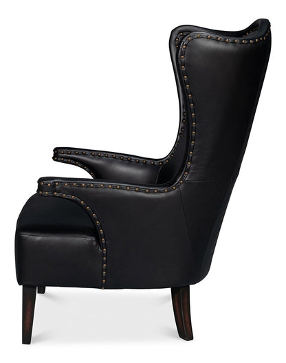 Sarreid Ltd - Drake Distilled Leather Chair, Black - 54100 veiw 3