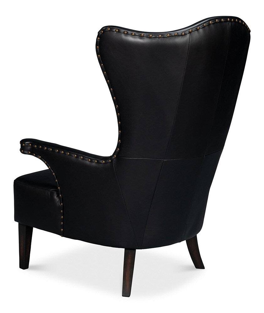 Sarreid Ltd - Drake Distilled Leather Chair, Black - 54100 veiw 5