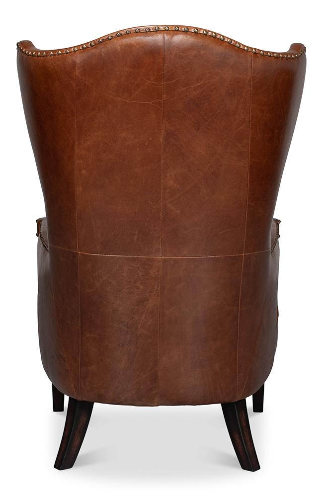 Sarreid Ltd - Drake Distilled Leather Chair - Brown - 53906 veiw 4