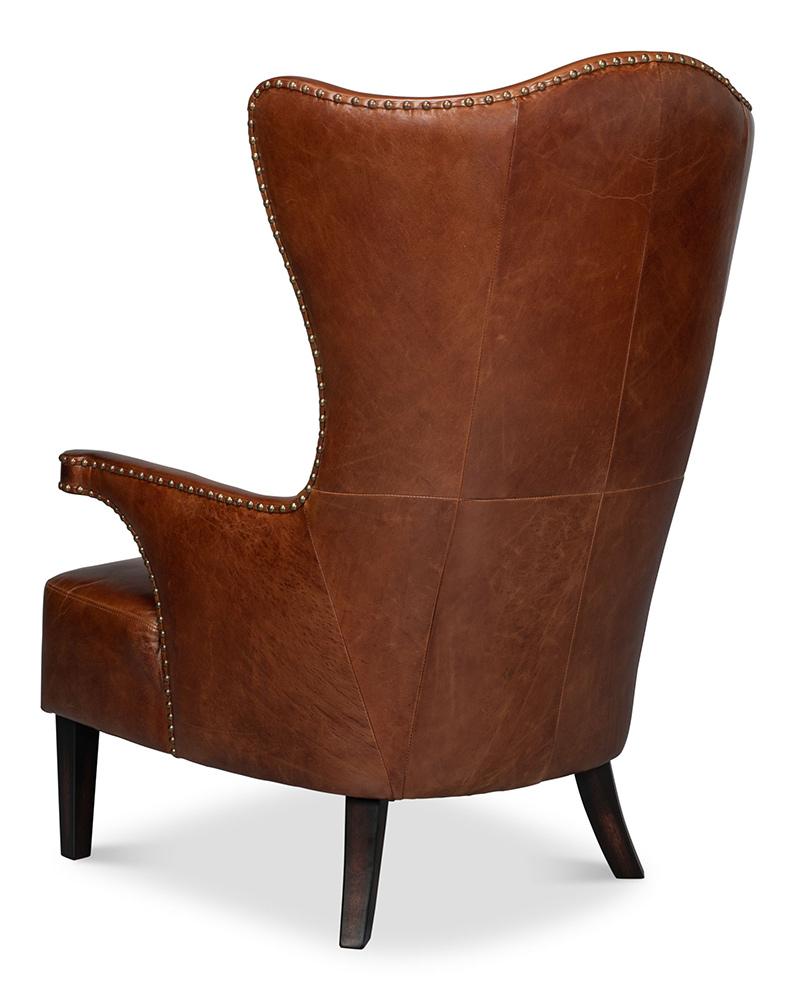 Sarreid Ltd - Drake Distilled Leather Chair - Brown - 53906 veiw 5