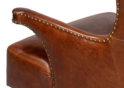 Sarreid Ltd - Drake Distilled Leather Chair - Brown - 53906 veiw 6