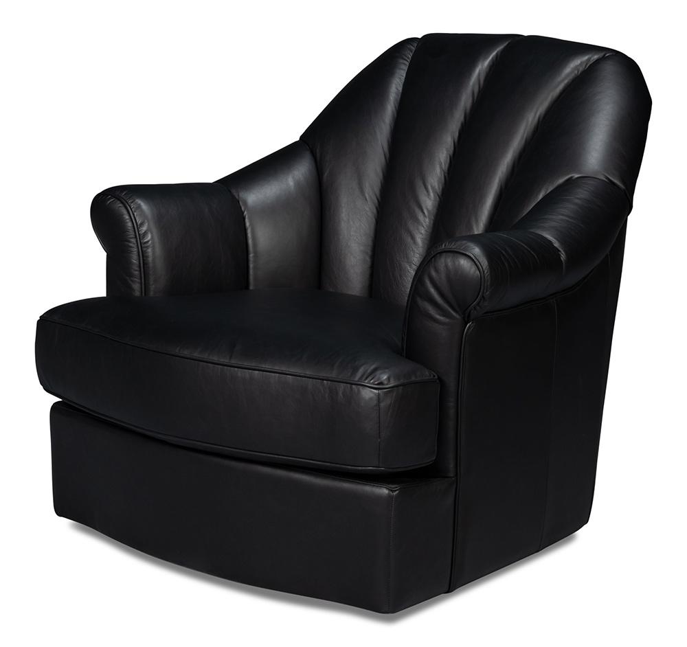 Sarreid Ltd - Scoth Swivel Chair In Distilled Lthr,Black - 54094 veiw 1